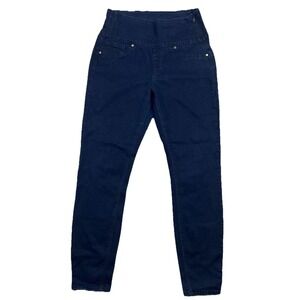 Spanx Womens Dark Wash Pull On Stretch Denim High Rise Size Medium Skinny Jeans